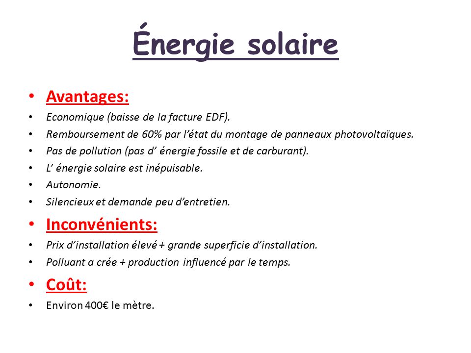 découvrez les nombreux avantages de l'énergie solaire : une source d'énergie renouvelable, économique et respectueuse de l'environnement. apprenez comment cette technologie peut réduire vos factures d'électricité, diminuer votre empreinte carbone et contribuer à un avenir durable.