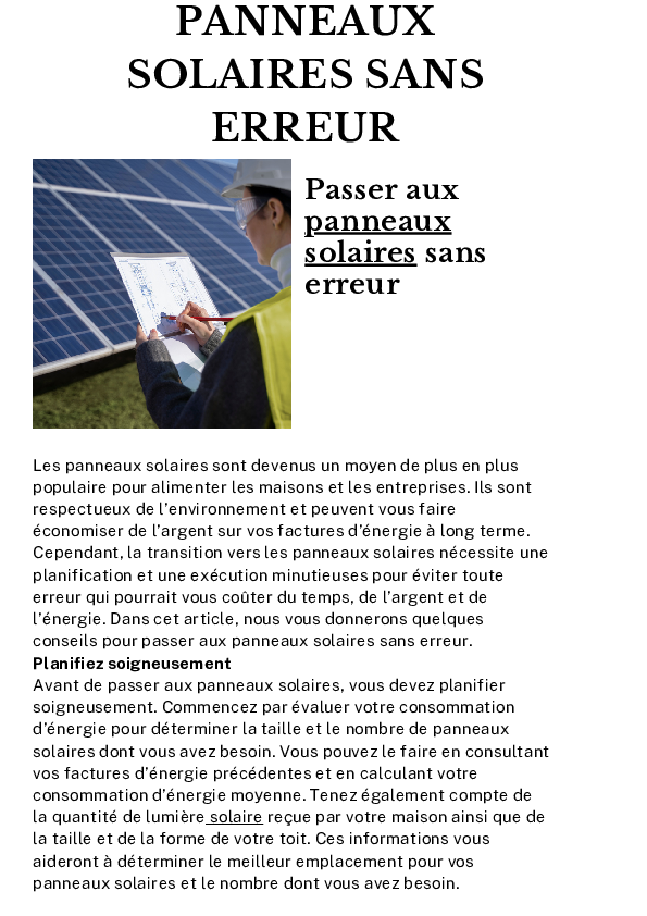 découvrez les erreurs courantes à éviter lors de l'installation de panneaux solaires pour garantir une performance optimale et prolonger la durée de vie de votre système. informez-vous sur les pièges à éviter et les meilleures pratiques à suivre.