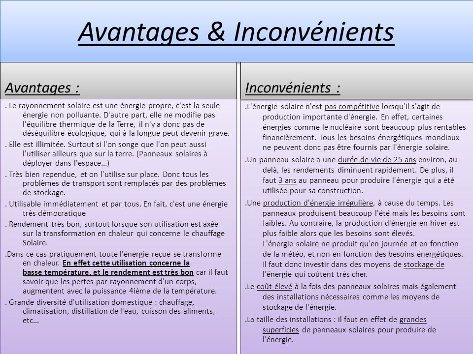 découvrez les inconvénients de l'énergie solaire, notamment les coûts d'installation, la dépendance aux conditions climatiques et les limitations de stockage. informez-vous sur les défis associés à cette source d'énergie renouvelable incontournable.