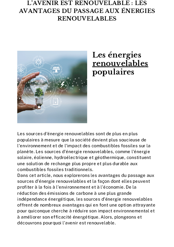 découvrez les tendances et les innovations qui façonneront l'avenir des énergies renouvelables. explorez les technologies émergentes, les investissements durables et les politiques environnementales qui propulsent la transition énergétique vers un monde plus vert.