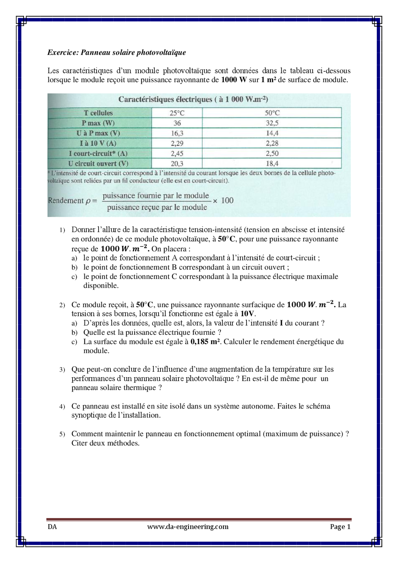 découvrez comment fonctionne une cellule photovoltaïque à travers des exercices pratiques. apprenez les principes de conversion d'énergie solaire en électricité tout en développant vos compétences en énergie renouvelable.