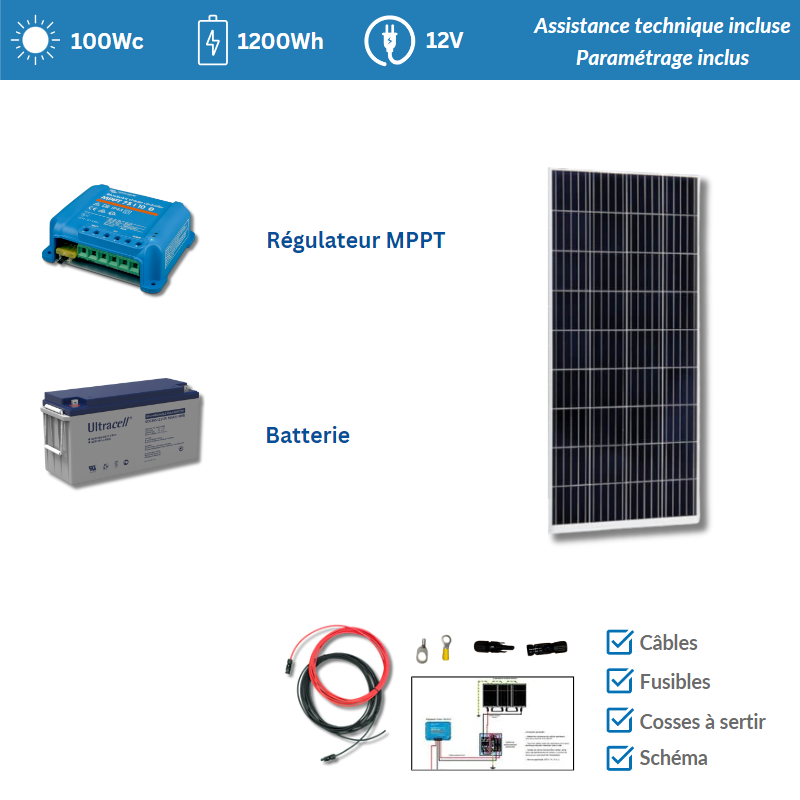 découvrez notre kit solaire complet, idéal pour alimenter vos appareils en toute autonomie. facile à installer et respectueux de l'environnement, il vous permettra de réduire votre empreinte carbone tout en profitant d'une énergie renouvelable et économique. parfait pour le camping, les travaux en extérieur ou comme solution d'alimentation d'urgence.