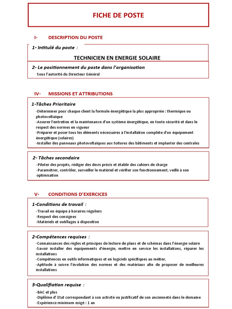 découvrez notre offre d'emploi pour le poste de technicien photovoltaïque. rejoignez une équipe dynamique et participez à la transition énergétique en installant et en maintenant des systèmes solaires innovants. postulez dès maintenant pour contribuer à un avenir durable!